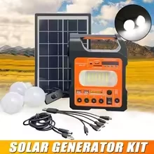 Portable Solar Generator System with 3 Bulbs Lighting Kit Mini 6W Solar Panel Outdoor Emergency Power Supply for Camping Hiking